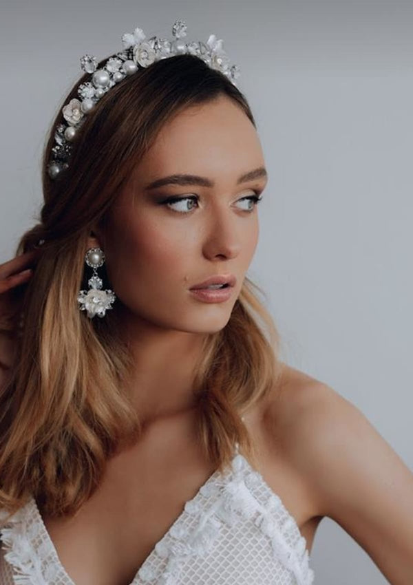 Sophia Hairband and Earring Set Silver